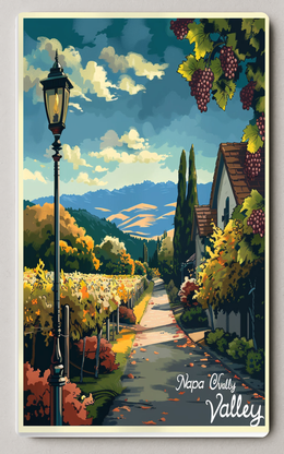 Napa Valley Vineyard Trading Card PosterGoat