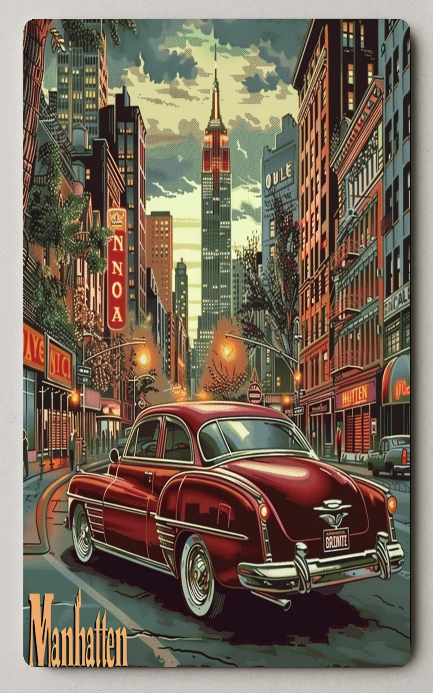 Nostalgic Manhattan Streets Urban Cityscape Poster PosterGoat