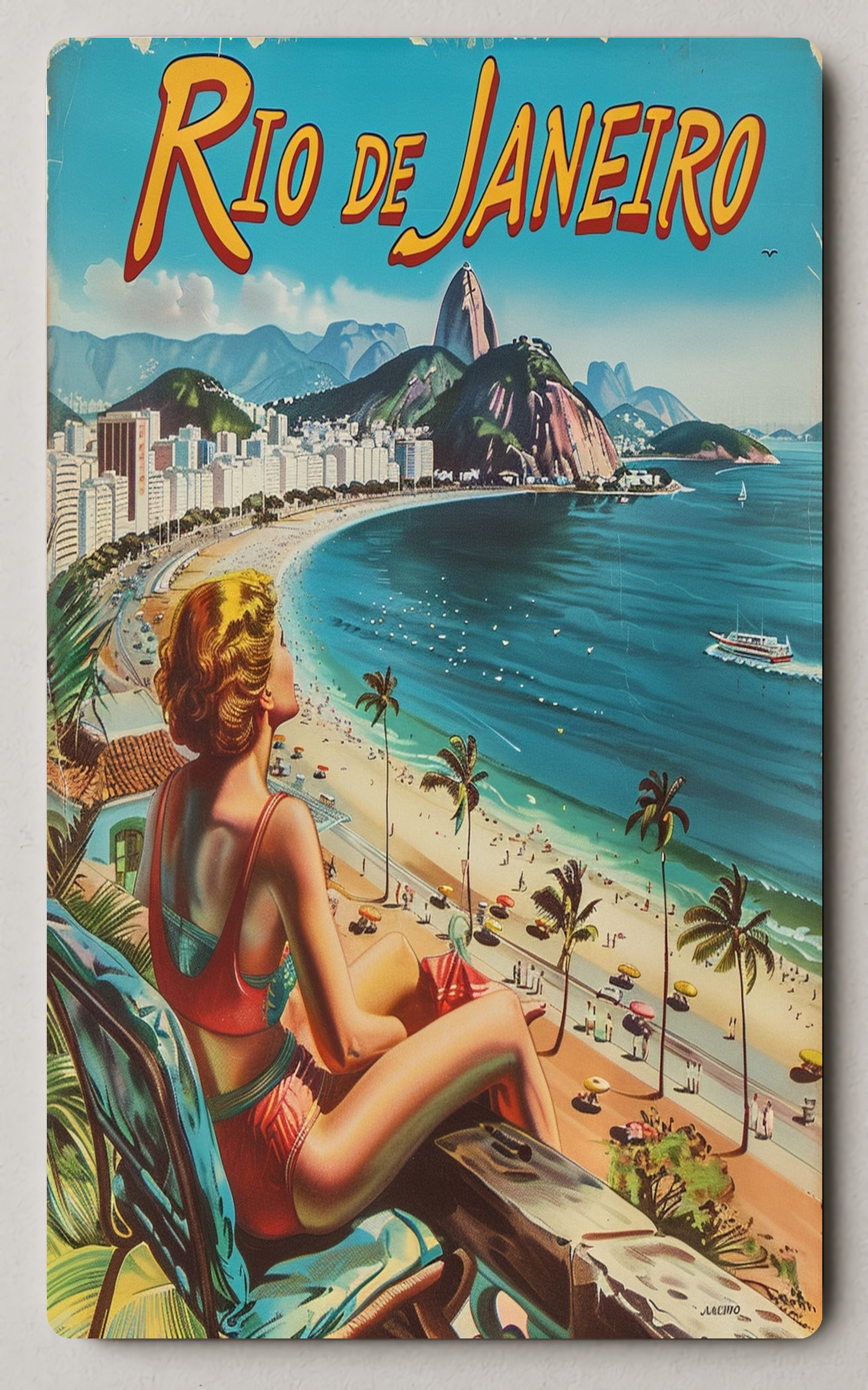Vibrant Rio De Janeiro Trading Card With Vintage Style PosterGoat
