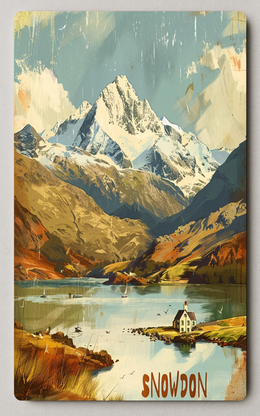 Idyllic Snowdon Landscape In Vintage Trading Card PosterGoat