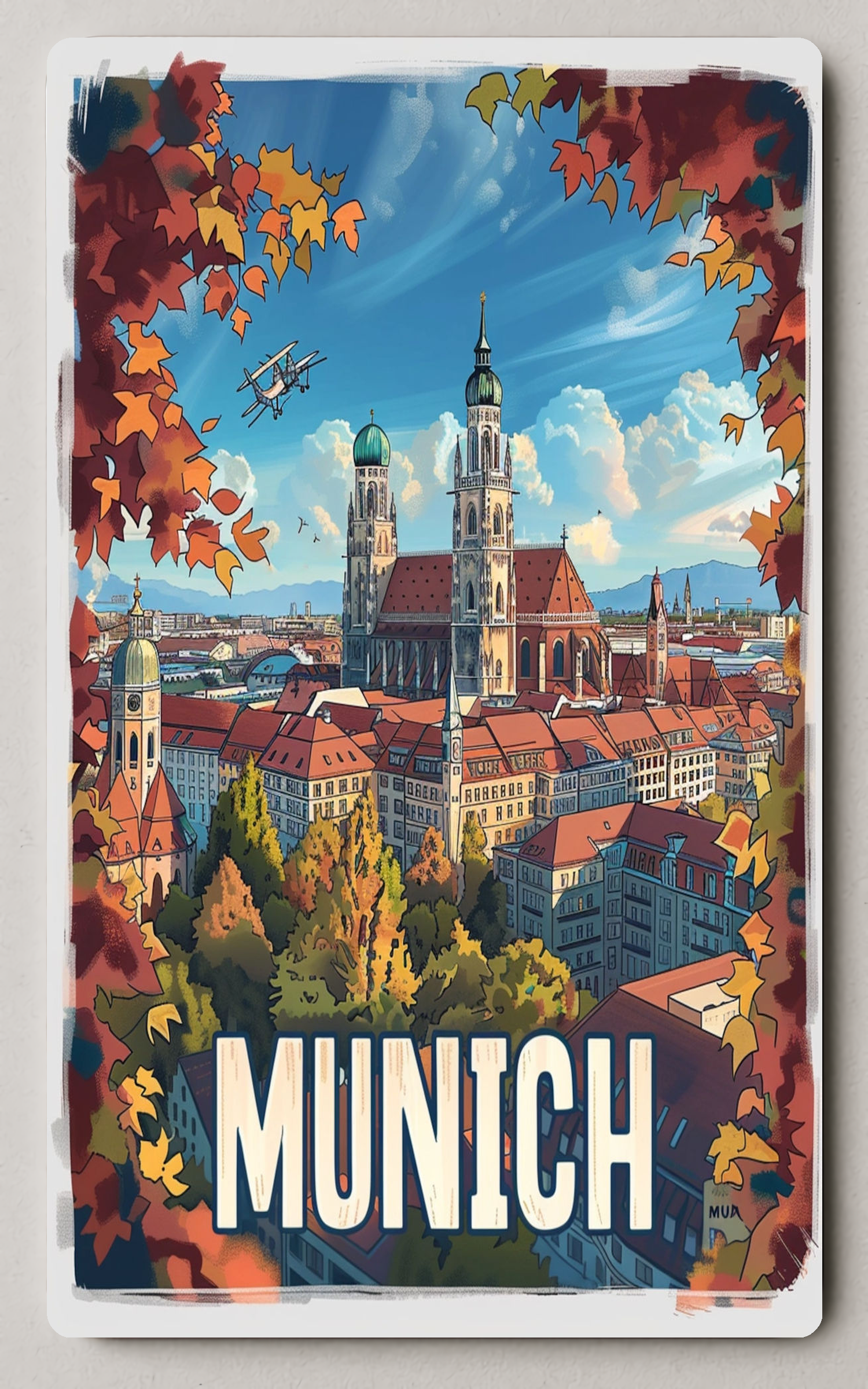 Munich Architecture Vintage Cityscape Trading Card PosterGoat