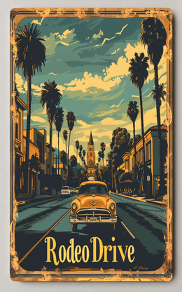 Vintage Rodeo Drive Scene Urban Trading Card PosterGoat
