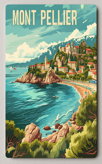 Mediterranean Coastal Town Vintage Trading Card PosterGoat