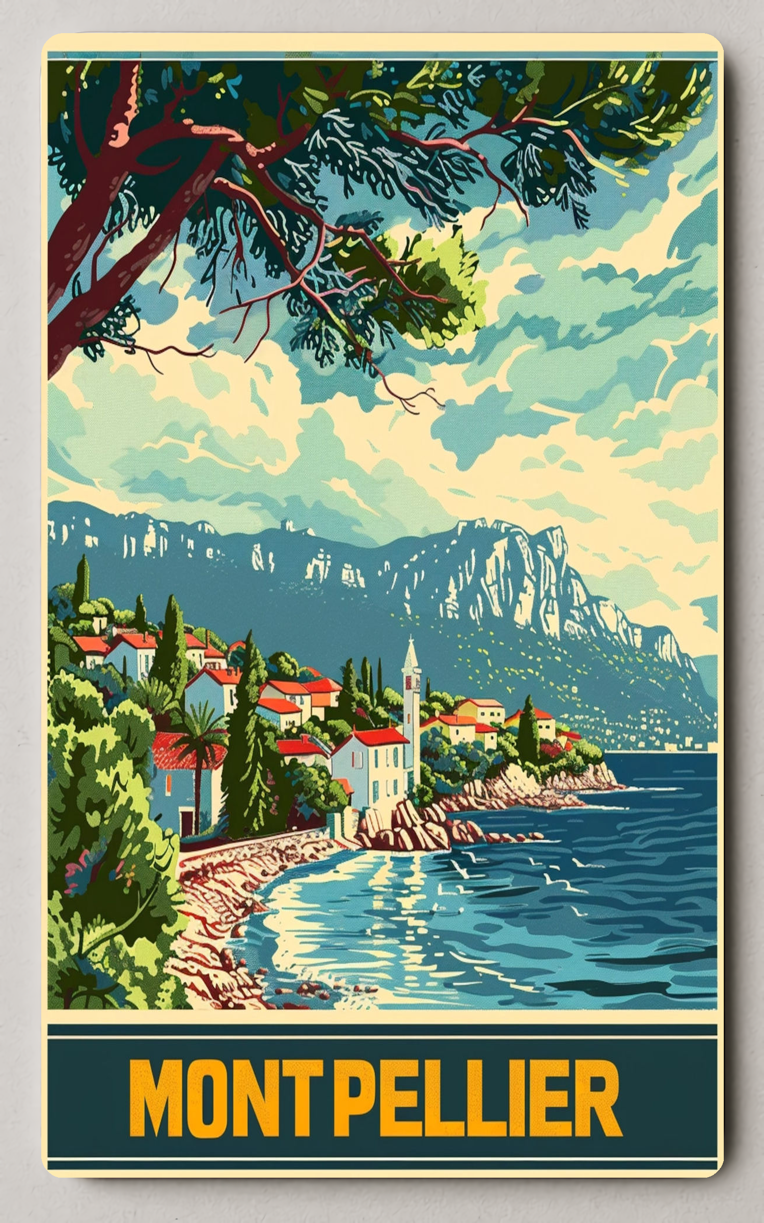 Coastal Serenity Vintage Trading Card PosterGoat