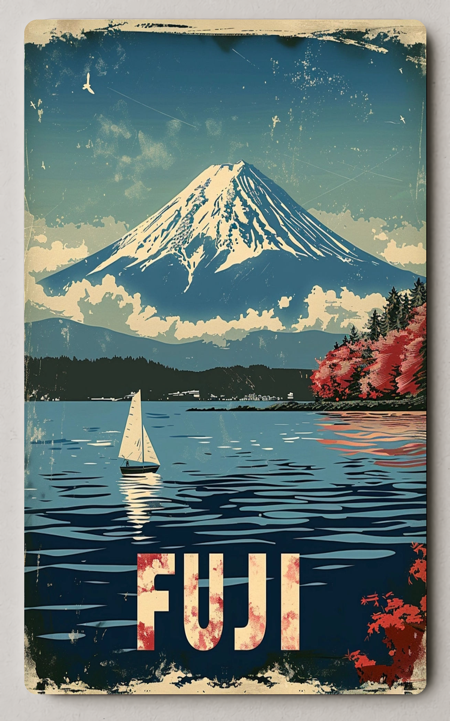 Mount Fuji Japan Retro Trading Card PosterGoat