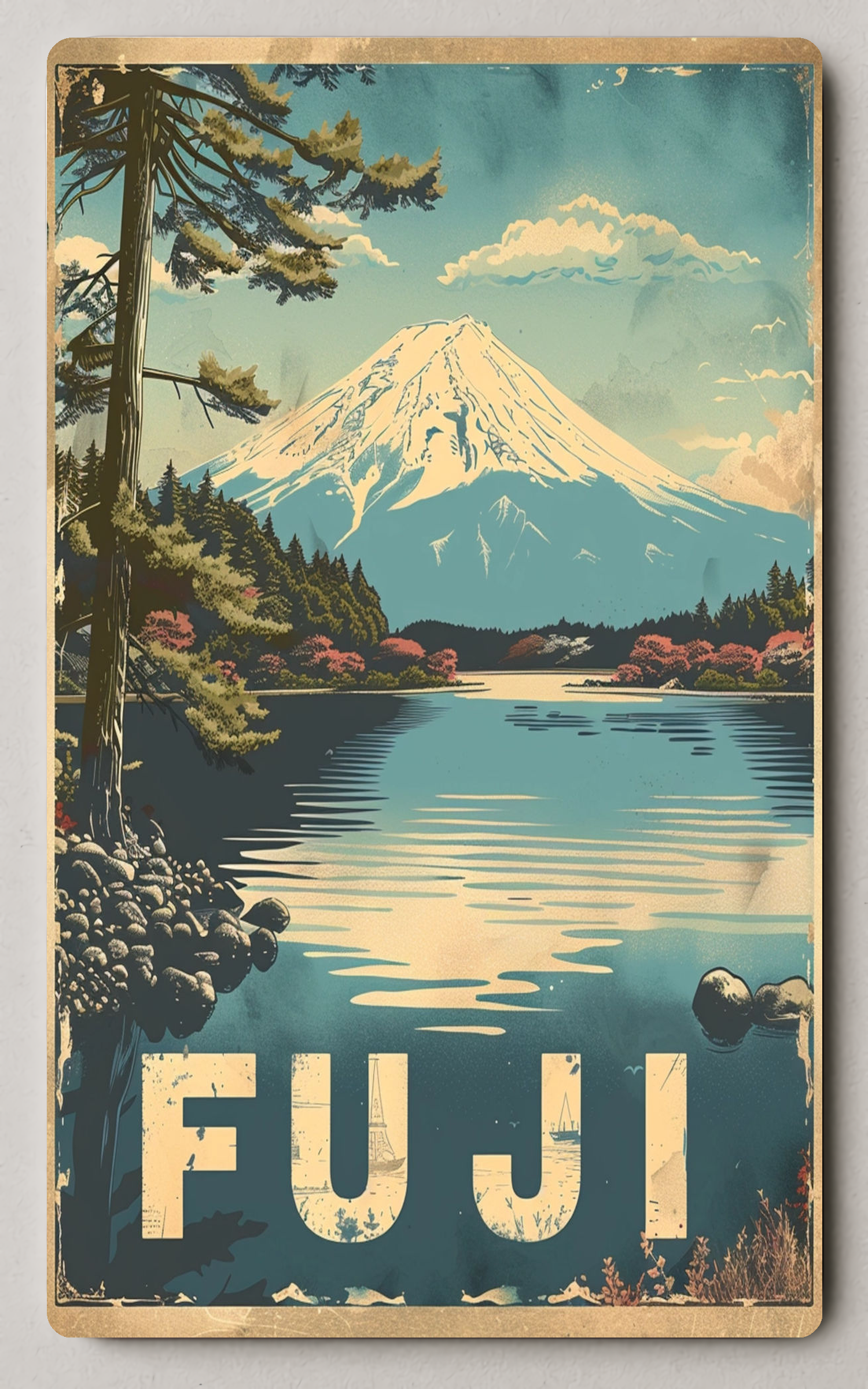 Mount Fuji Vintage Trading Card PosterGoat