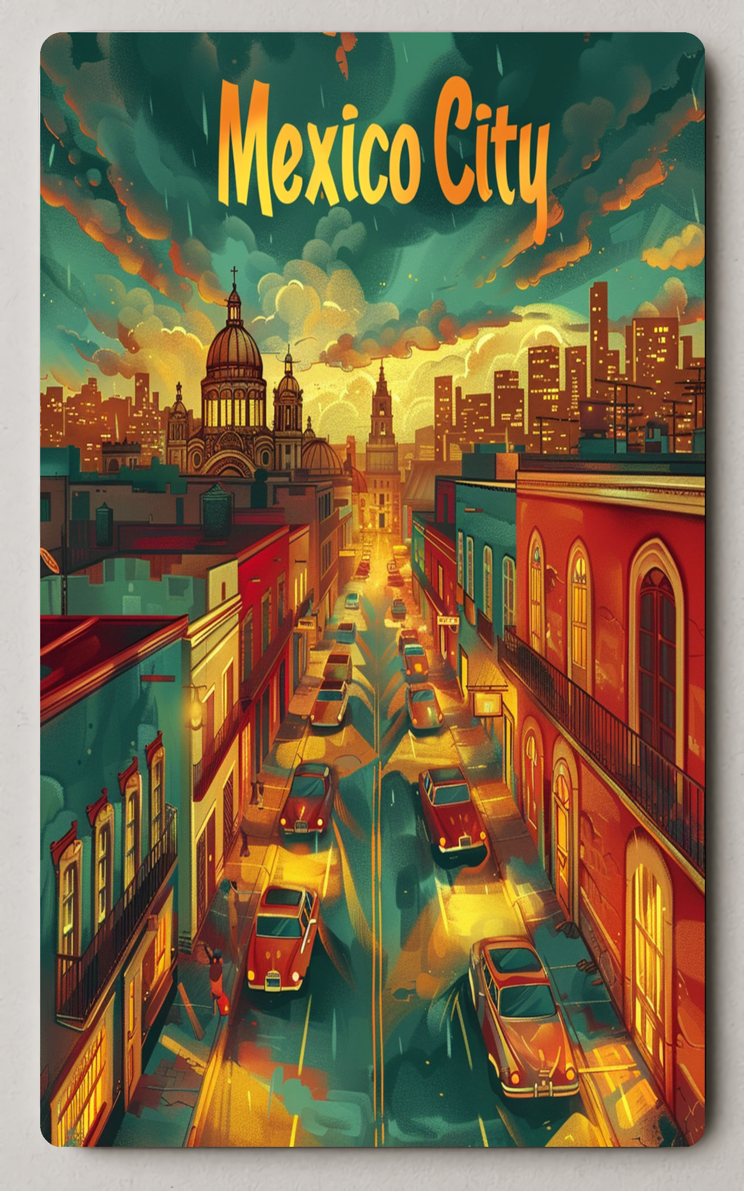 Mexico City Urban Landscape Illustration Trading Card PosterGoat