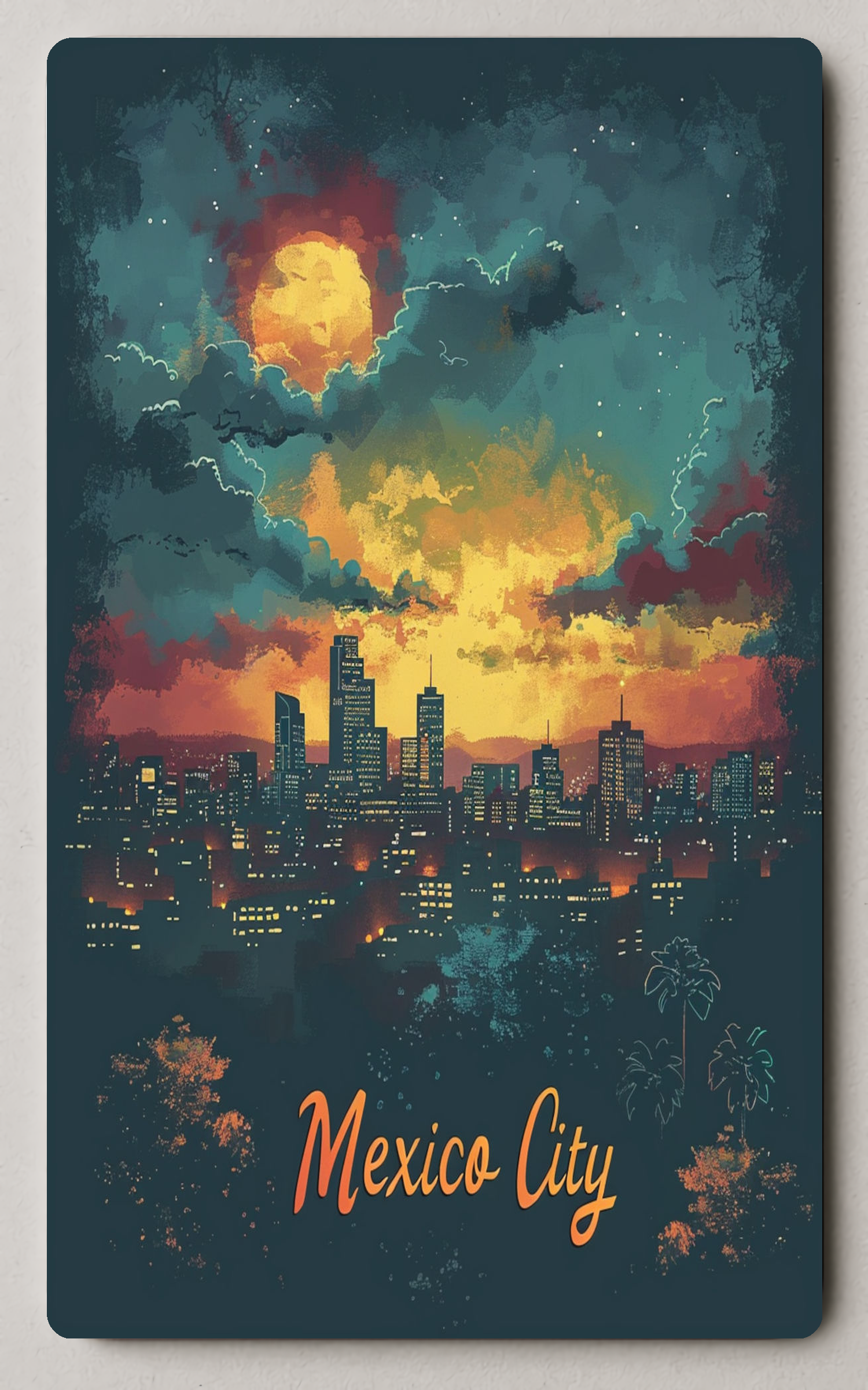 Mexico City Skyline At Dusk Urban Trading Card PosterGoat