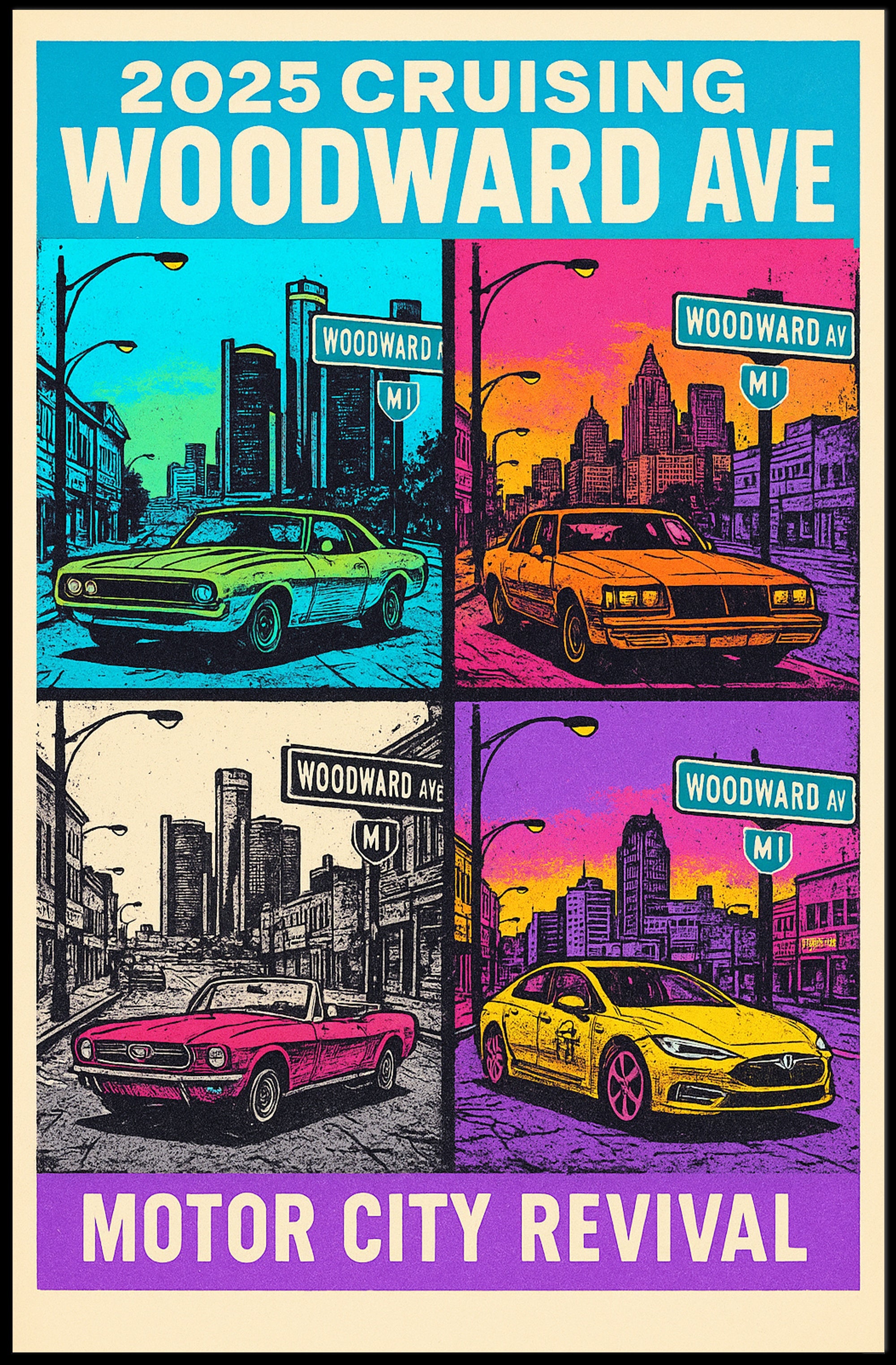 2025 Cruising Woodward Ave Vintage Poster Wall Art PosterGoat
