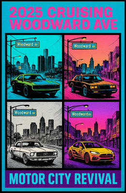 2025 Cruising Woodward Ave Wall Art Vintage Poster PosterGoat