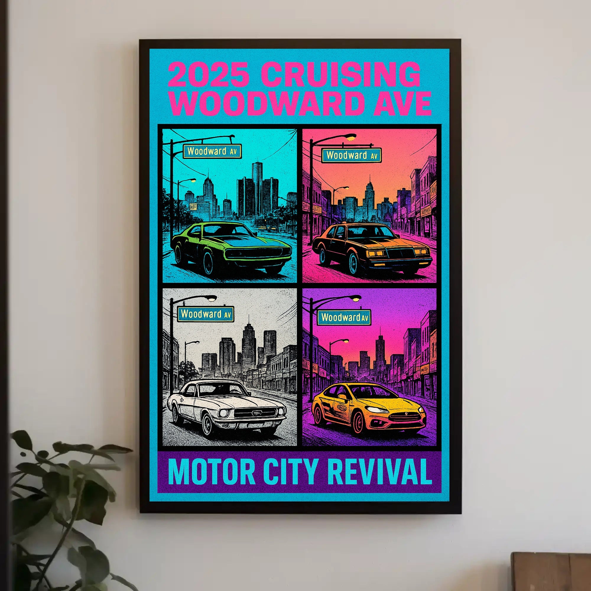 2025 Cruising Woodward Ave Wall Art Vintage Poster PosterGoat