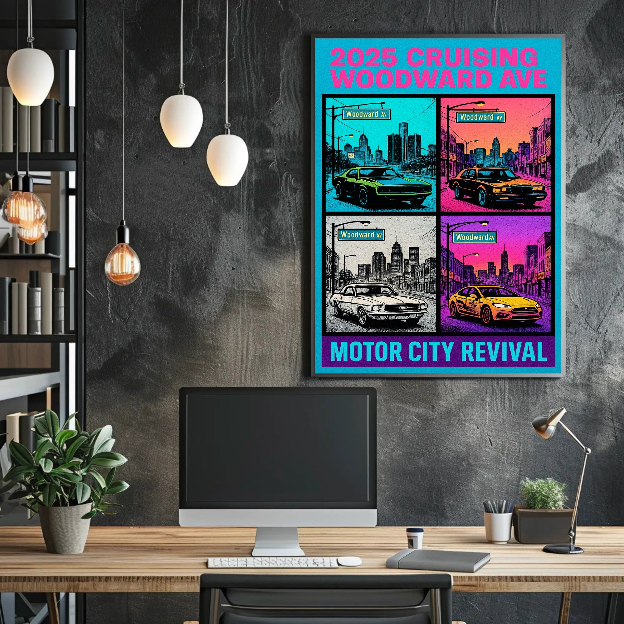 2025 Cruising Woodward Ave Wall Art Vintage Poster PosterGoat
