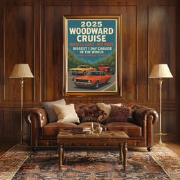 2025 Woodward Cruise Retro Muscle Cars Poster Art Print PosterGoat