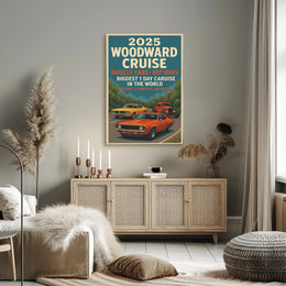 2025 Woodward Cruise Retro Muscle Cars Poster Art Print PosterGoat