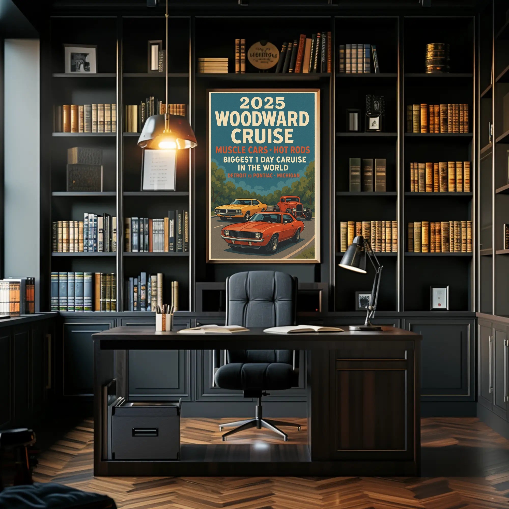 2025 Woodward Cruise Retro Muscle Cars Poster Art Print PosterGoat