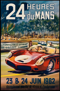 24 Heures Du Mans 1962 Vintage Travel Poster Print PosterGoat