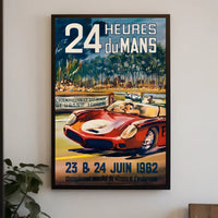 24 Heures Du Mans 1962 Vintage Travel Poster Print PosterGoat