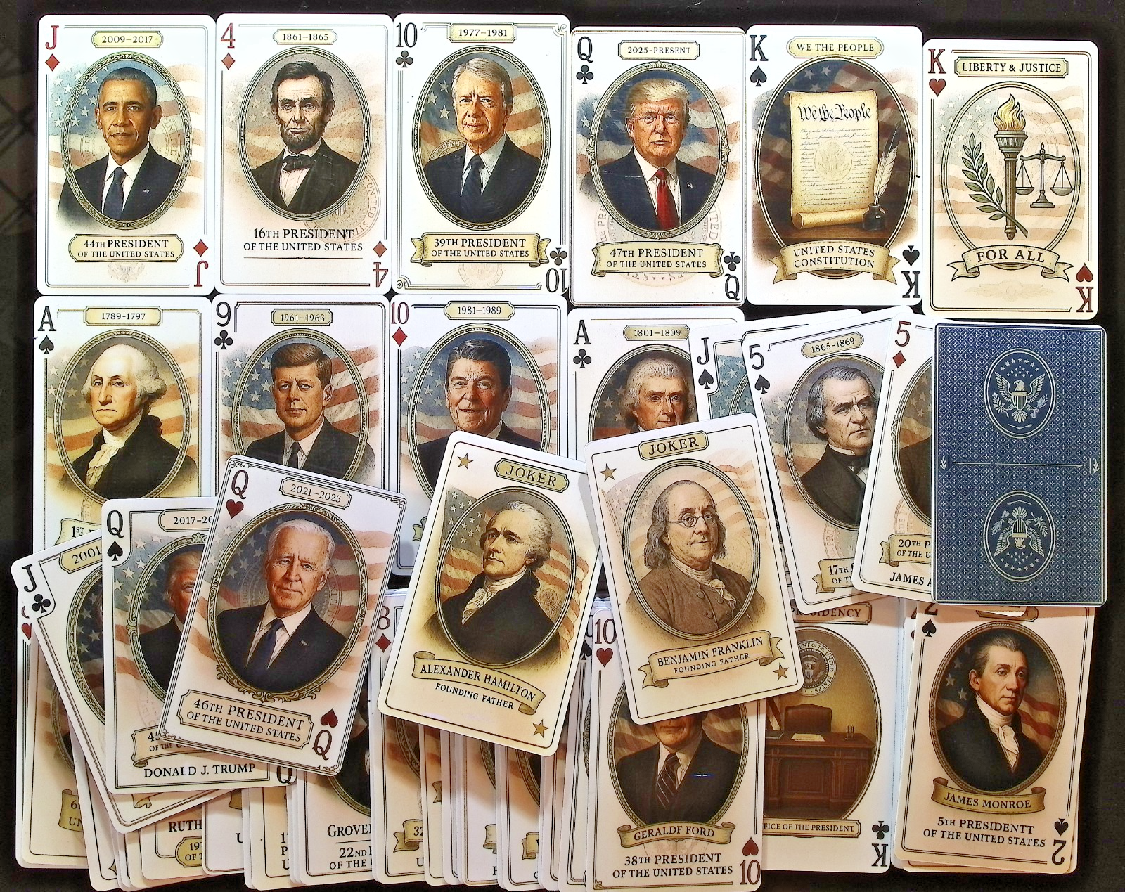 Playing Cards Game Presidential Series Set Deck 47 Presidents Total 54 Plastic