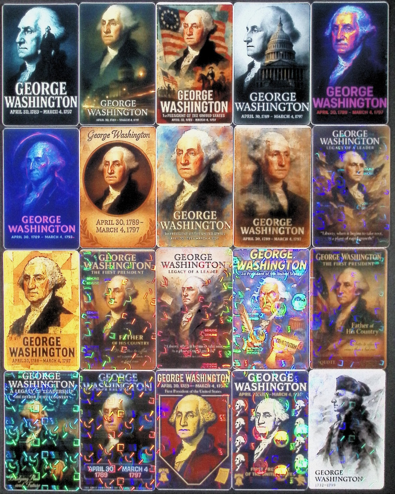 George Washington President of the United States x20 Trading Card Lot (no dupes)