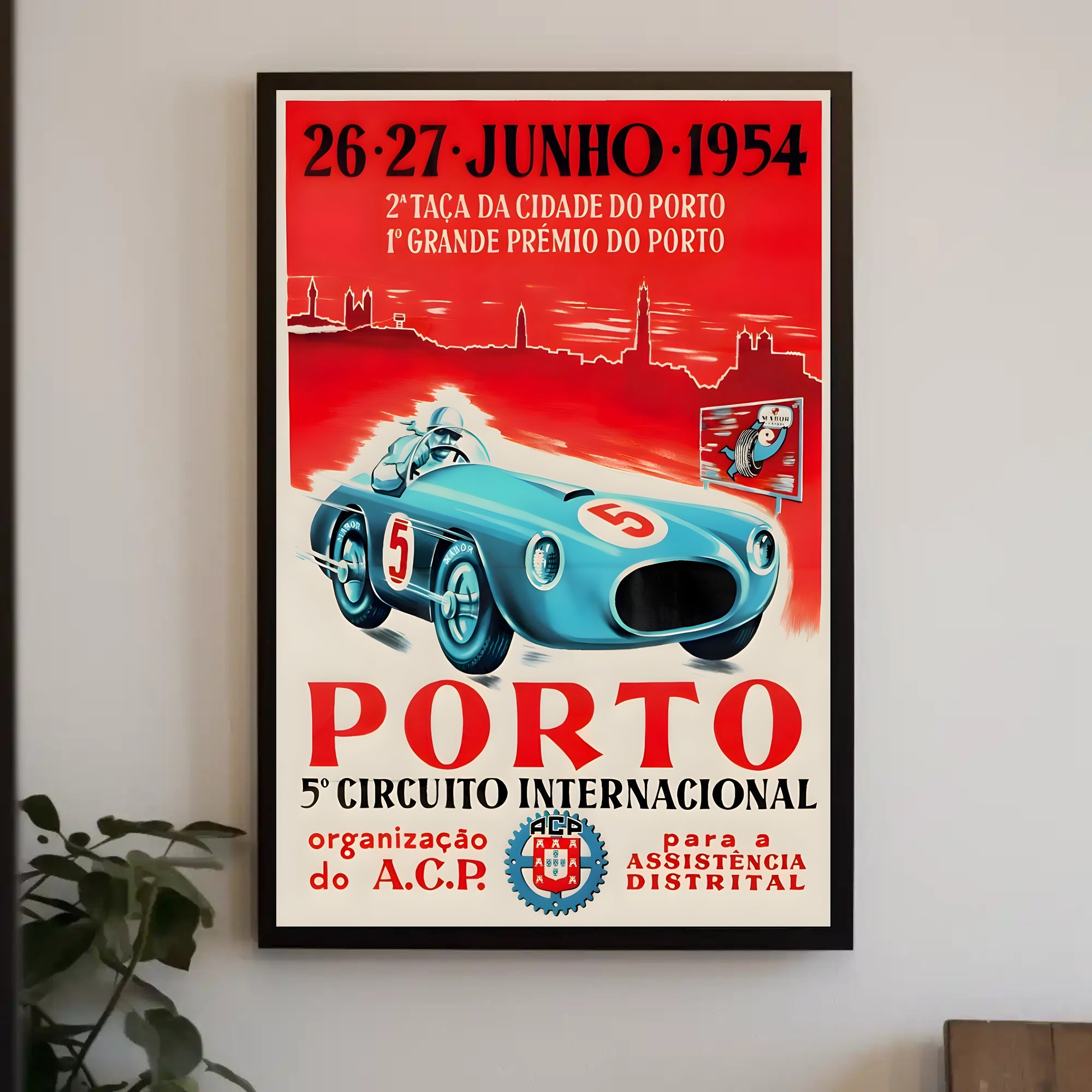 5th International Circuit Porto 1954 Vintage Art Print PosterGoat