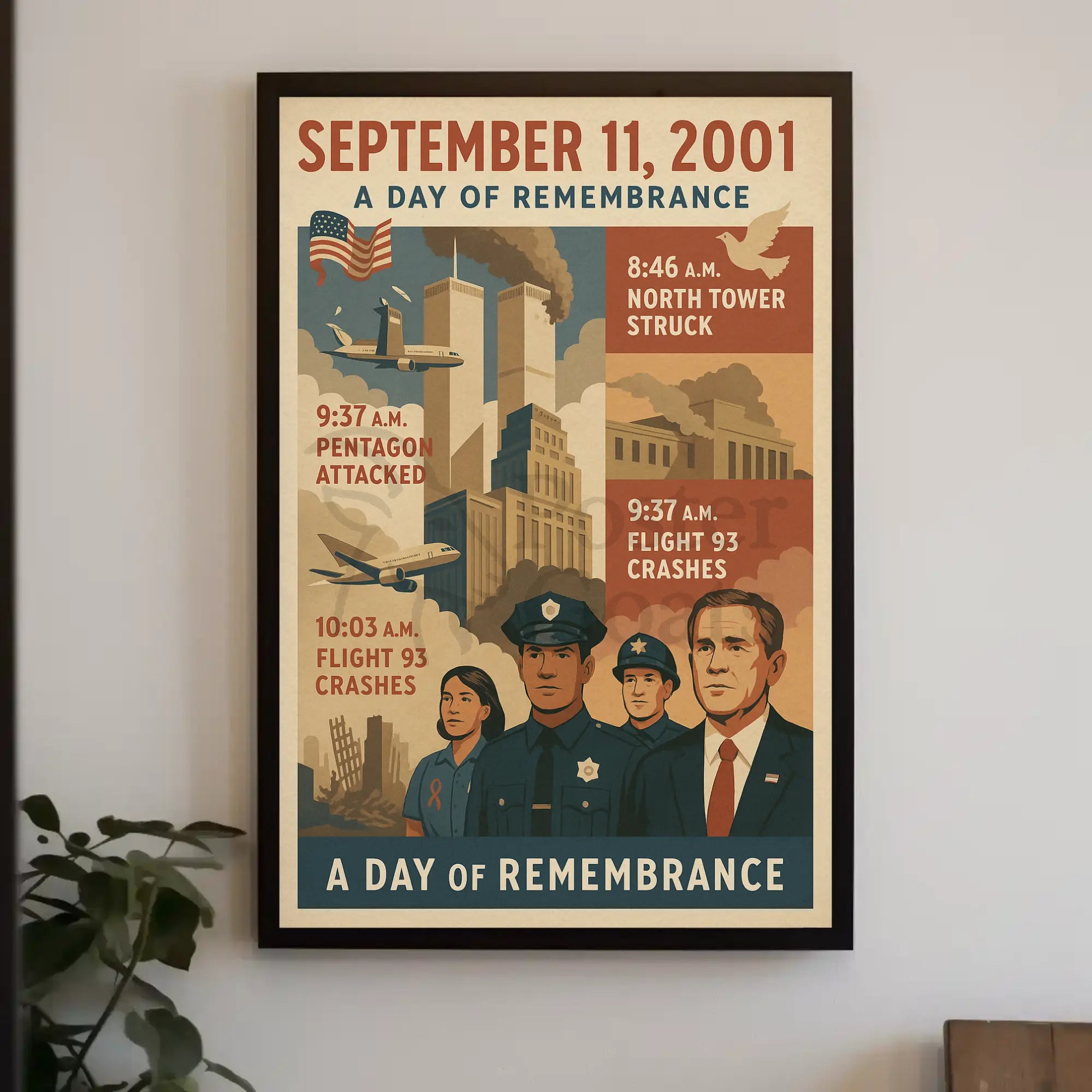 9/11 Remembrance Vintage Poster with Historical Significance PosterGoat