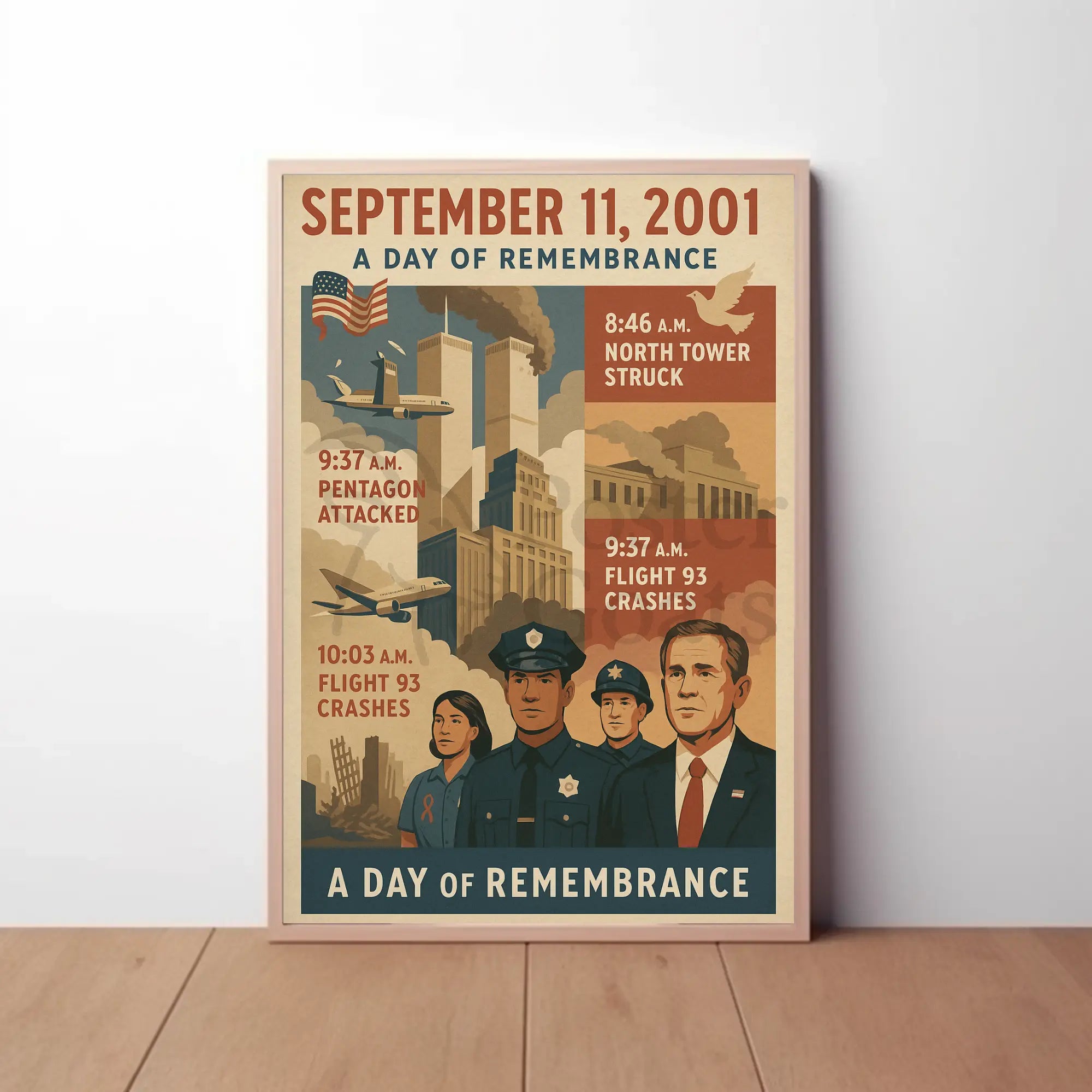 9/11 Remembrance Vintage Poster with Historical Significance PosterGoat