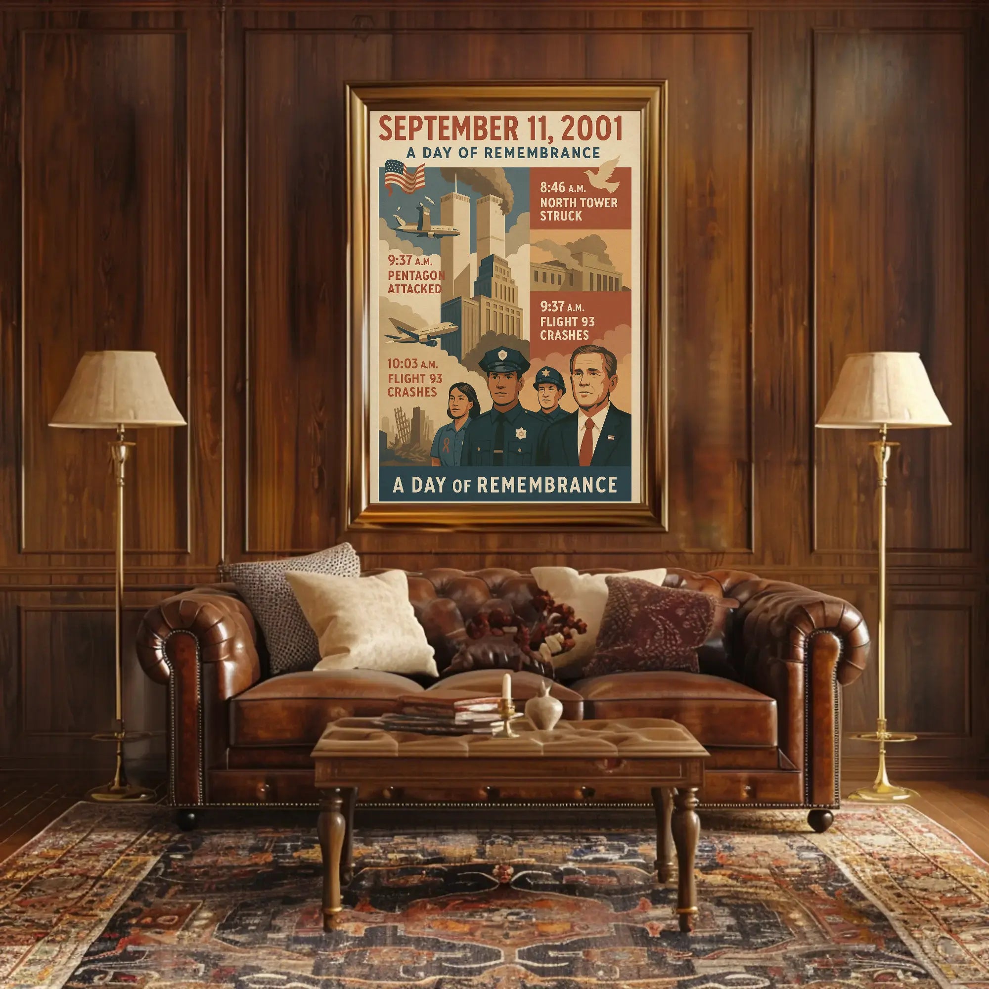 9/11 Remembrance Vintage Poster with Historical Significance PosterGoat