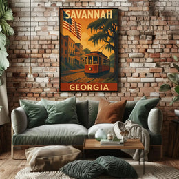 Savannah Georgia Vintage Travel Art Poster