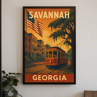 Savannah Georgia Vintage Travel Art Poster