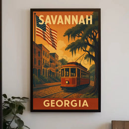Savannah Georgia Vintage Travel Art Poster