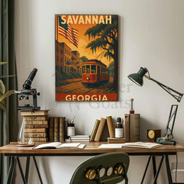 Savannah Georgia Vintage Travel Art Poster