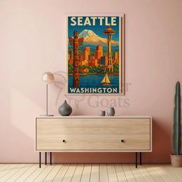 Seattle's Iconic Skyline Vintage Travel Poster