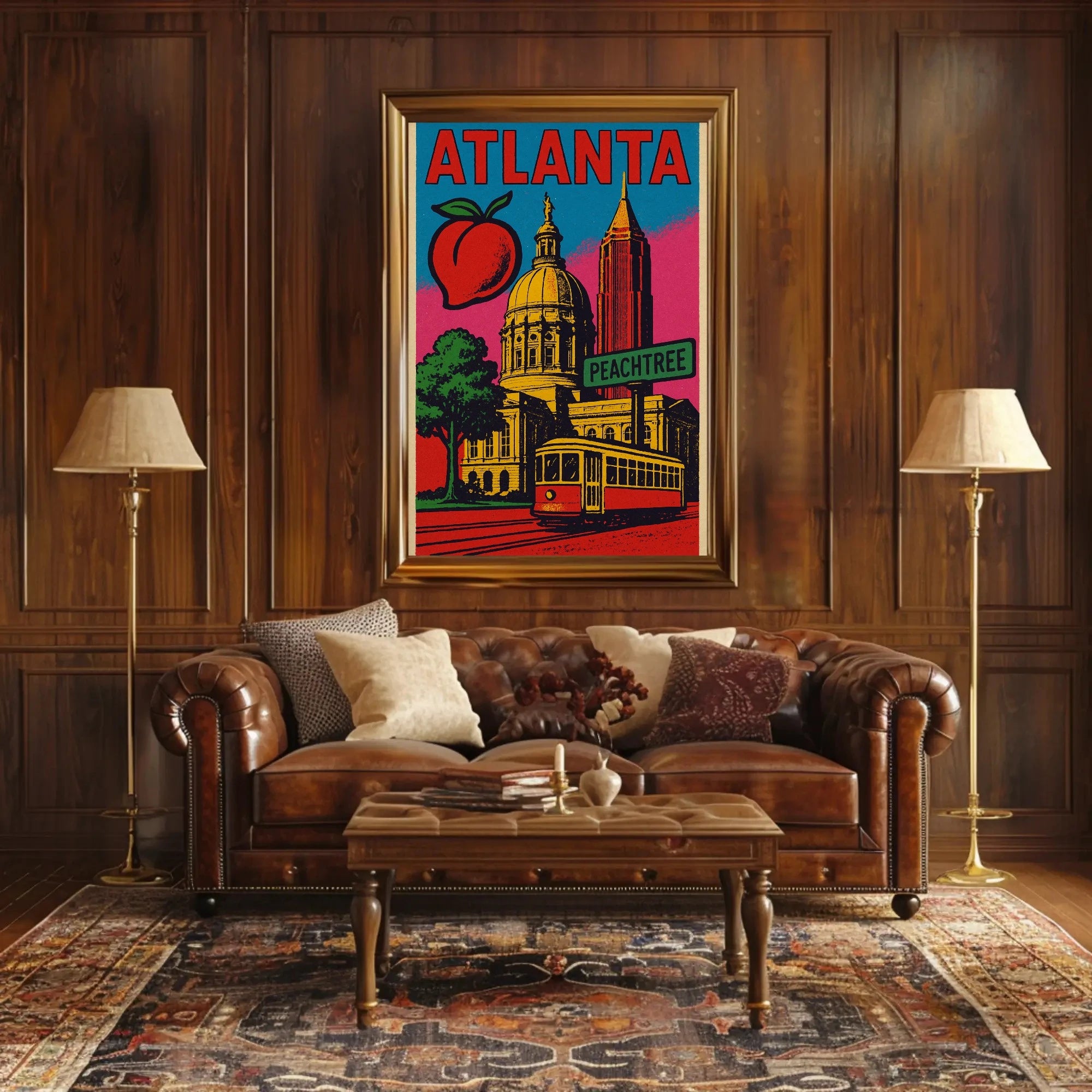 Atlanta Peachtree Vintage Style Travel Poster