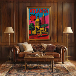 Atlanta Peachtree Vintage Style Travel Poster