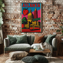 Atlanta Peachtree Vintage Style Travel Poster