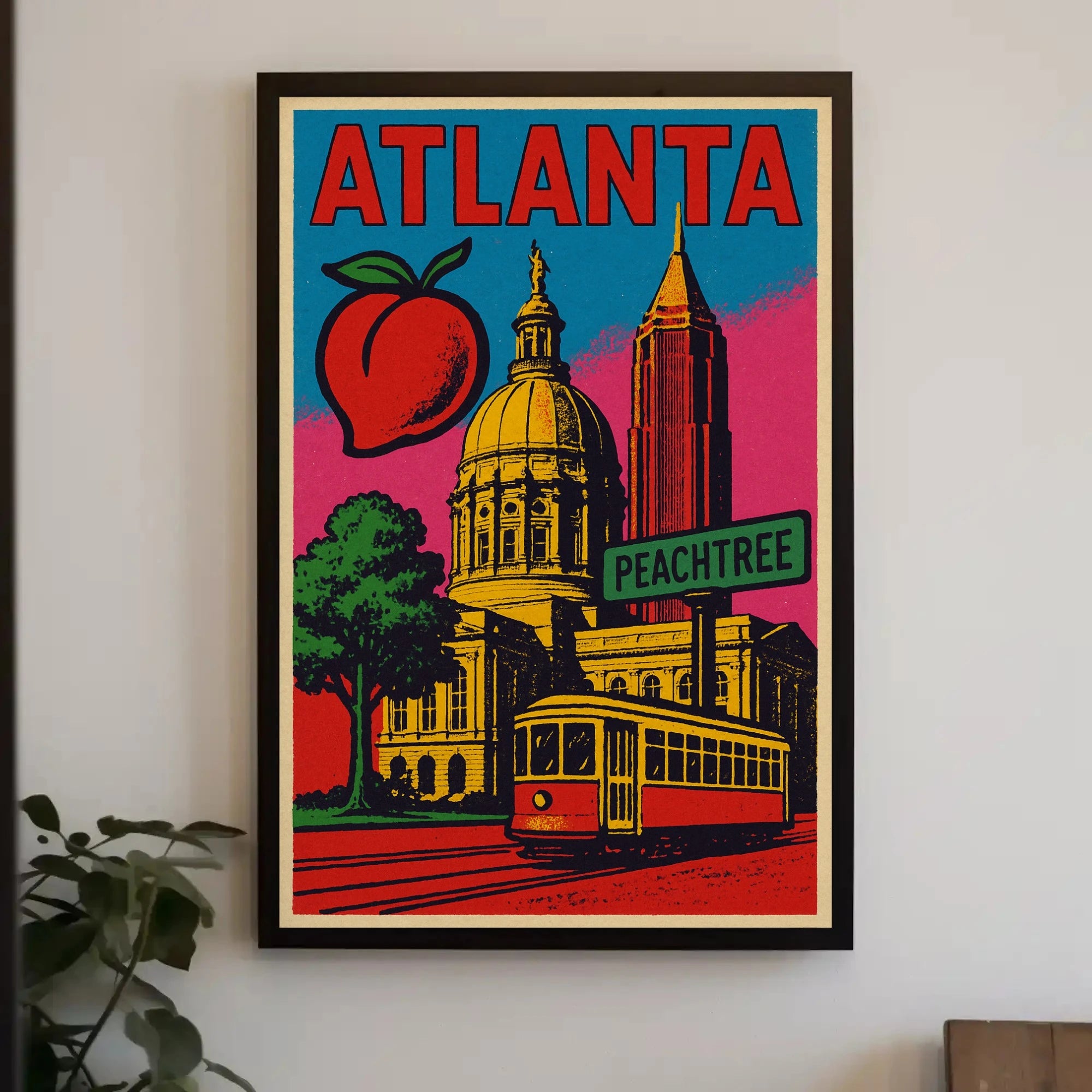 Atlanta Peachtree Vintage Style Travel Poster