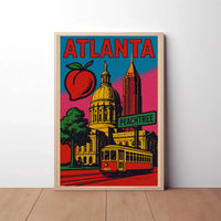 Atlanta Peachtree Vintage Style Travel Poster