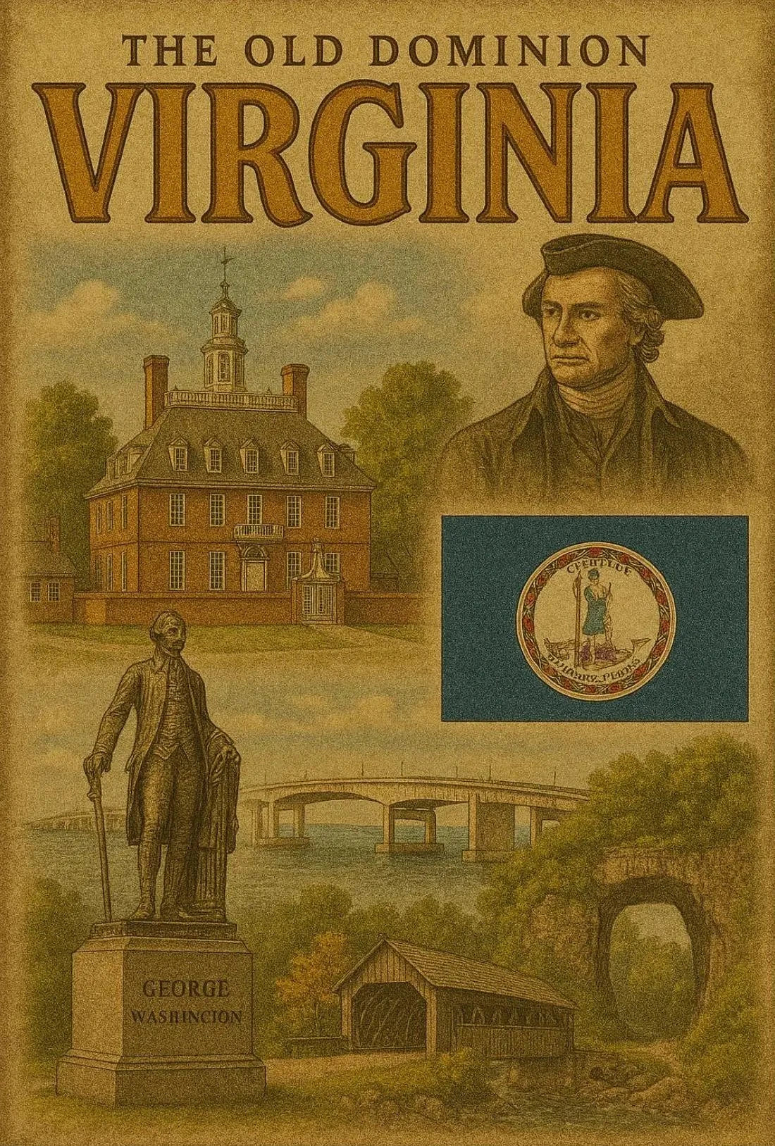 Virginia Old Dominion Vintage Historic Heritage Poster