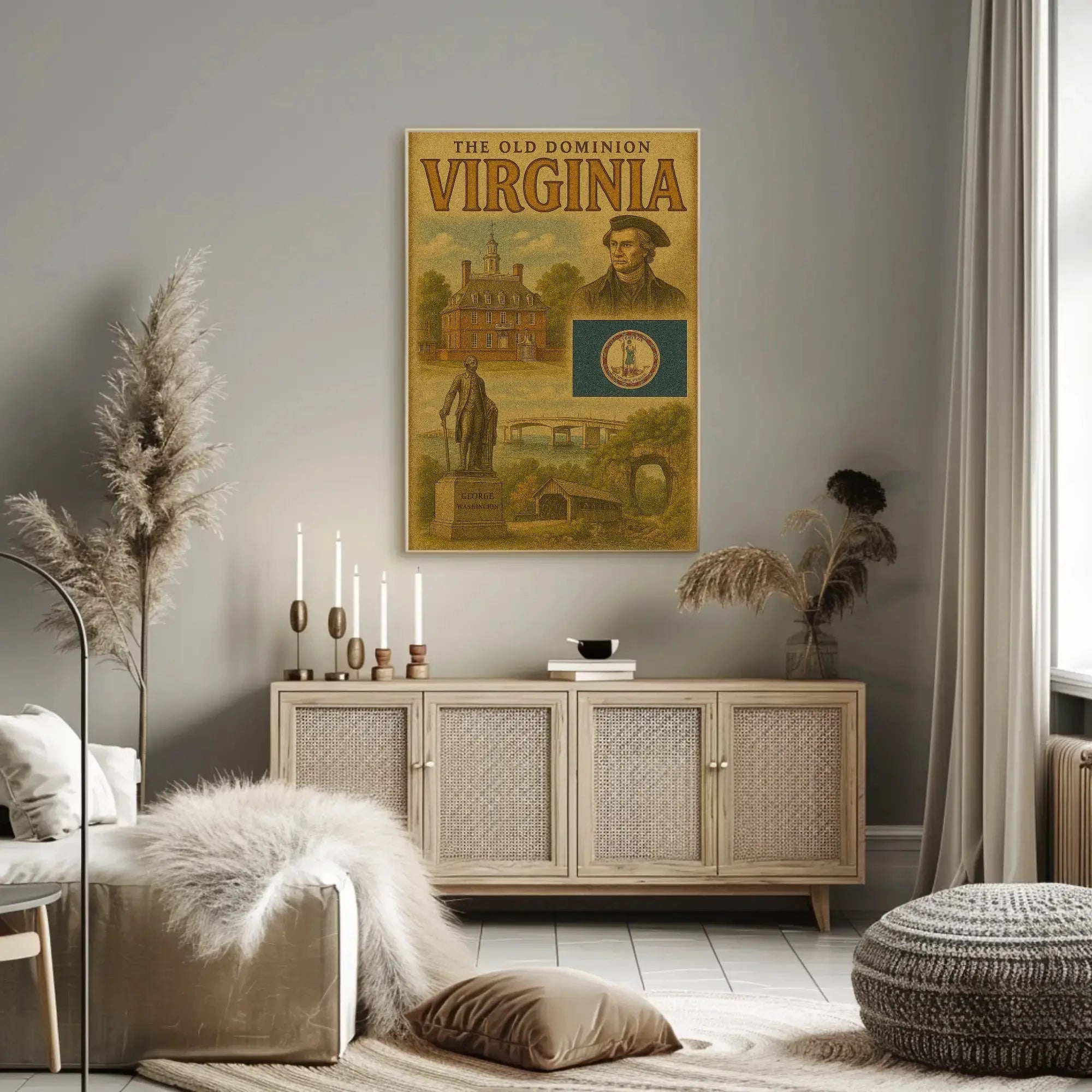 Virginia Old Dominion Vintage Historic Heritage Poster