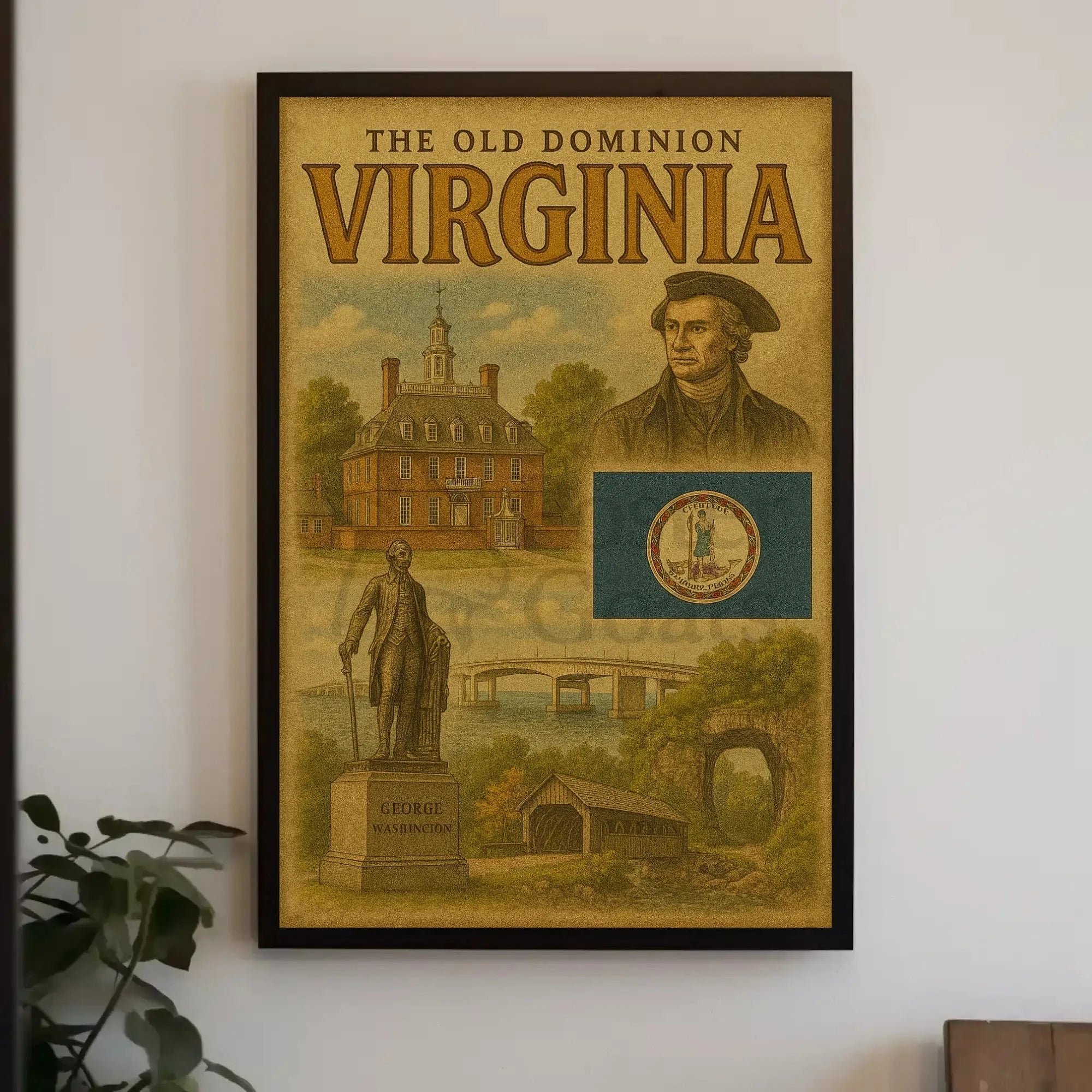 Virginia Old Dominion Vintage Historic Heritage Poster