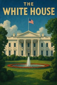 White House Patriotic Vintage Travel Poster