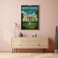 White House Patriotic Vintage Travel Poster