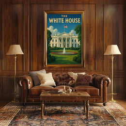 White House Patriotic Vintage Travel Poster