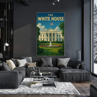 White House Patriotic Vintage Travel Poster