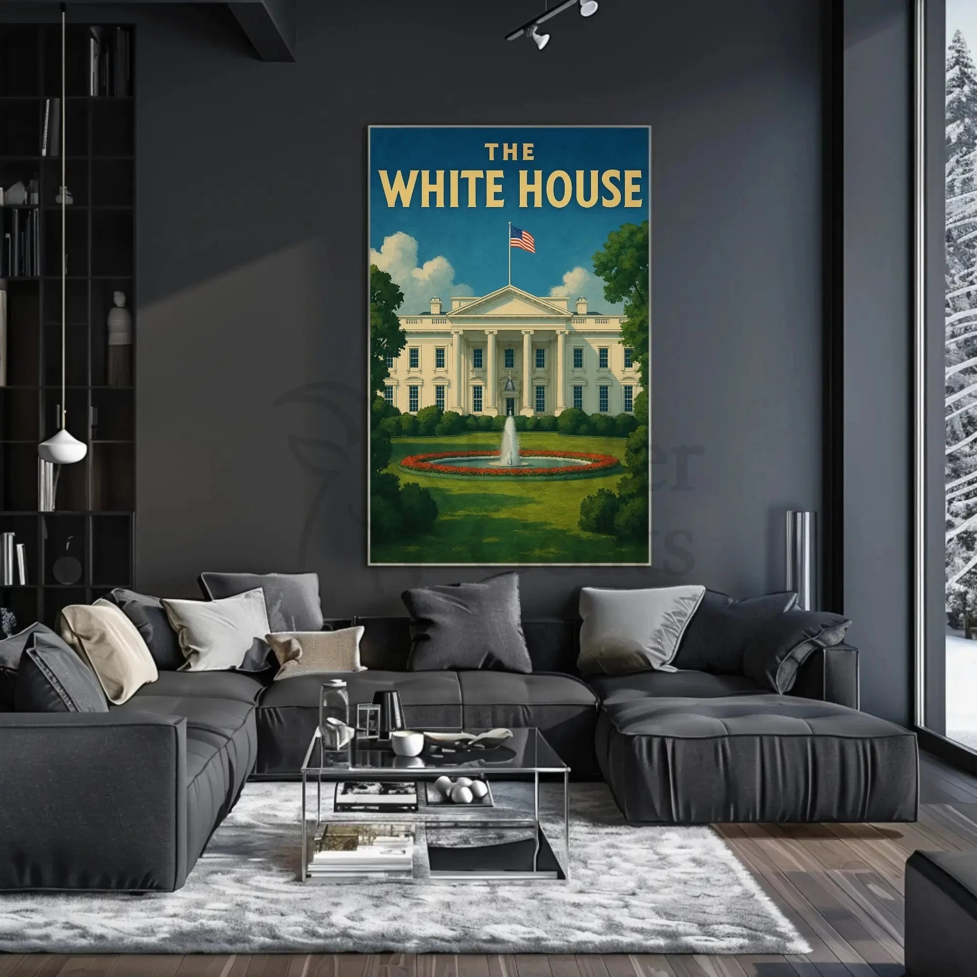 White House Patriotic Vintage Travel Poster