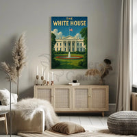 White House Patriotic Vintage Travel Poster