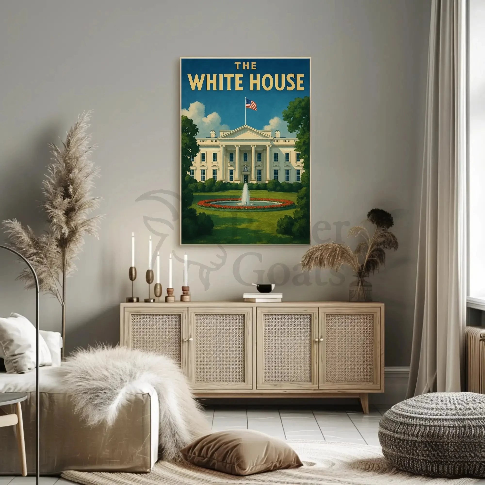 White House Patriotic Vintage Travel Poster
