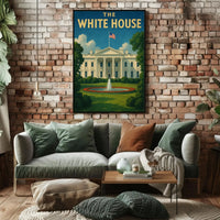 White House Patriotic Vintage Travel Poster