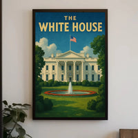 White House Patriotic Vintage Travel Poster