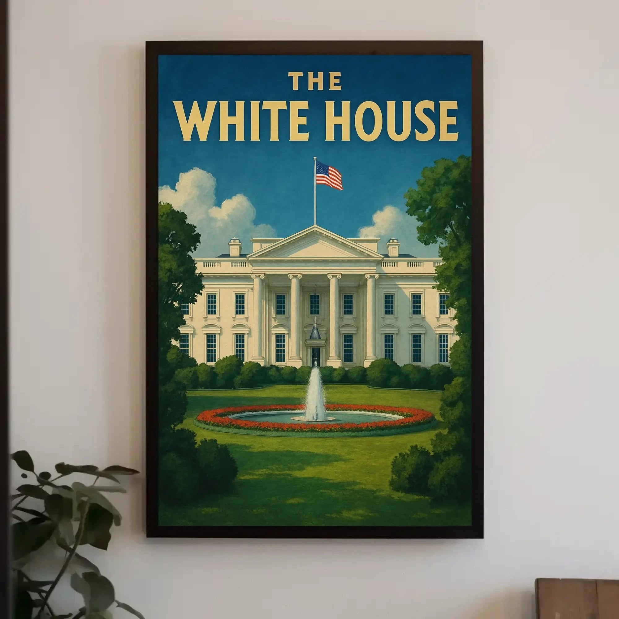 White House Patriotic Vintage Travel Poster